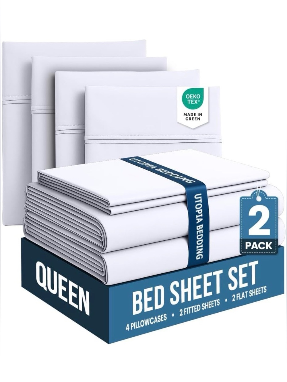 Queen White 2-Pack Sheet Set